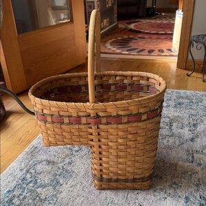 Stair Step Basket Country Rustic Wicker LARGE Handle